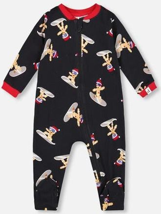 Deux par Deux One-Piece Organic Cotton Pajama Cookie in Black at Nordstrom, Size 12M
