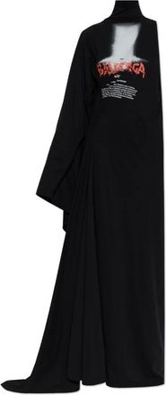 Balenciaga Kleedjes, Dames, Zwart, M, Katoen, The Door Long Draped Dress
