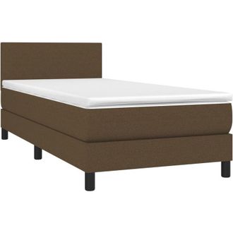 vidaXL Cama Box Spring Con Colch&oacute;n Tela Marr&oacute;n Oscuro 90x190 Cm Vidaxl