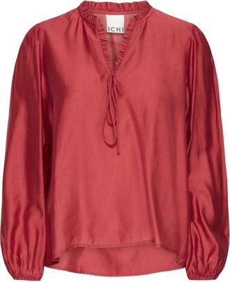 Ichi Ihkarlani LS2 Bluser - Dames - Blouses - Rood - L - Overhemden