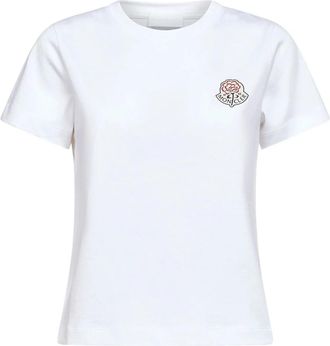 Moncler Logo Cotton T-Shirt - Dames - T-shirts - Wit - L - Katoen - Tops