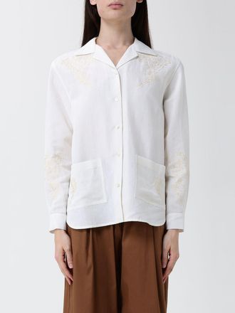 Semicouture Camicia in misto lino ricamata