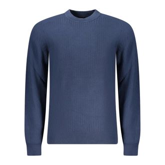 HUGO BOSS Hugo, Round-neck Knitwear, male, Blue, Size: XL Long Sleeved Sweater