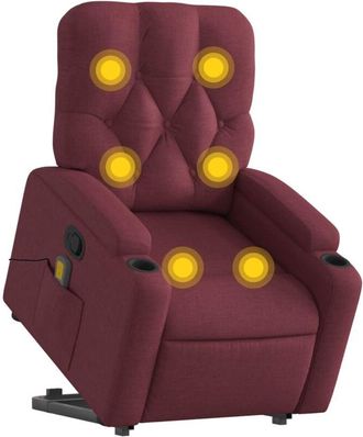 vidaXL Vidaxl - Sill&oacute;n Reclinable De Masaje Elevable Tela Rojo Tinto