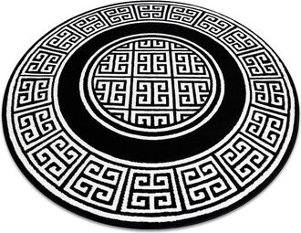 RugsX Alfombra Gloss C&iacute;rculo Moderno 6776 85 Elegante, Marco, Griego Negro / Marfil Black Circulo 200 Cm