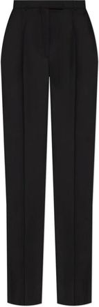 Alexander McQueen Broeken, Dames, Zwart, S, Wol, Wollen broek met satijnen zijstrepen