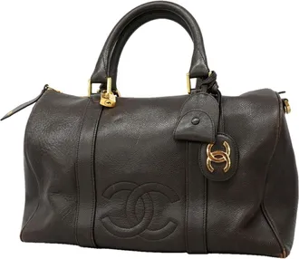 Chanel Brown Grained Calfskin Boston Bag (Pre-Owned)