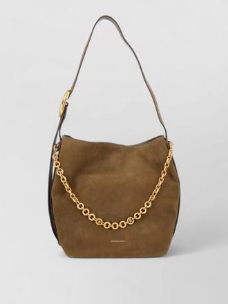 Michael Kors suede bucket bag gold chain strap