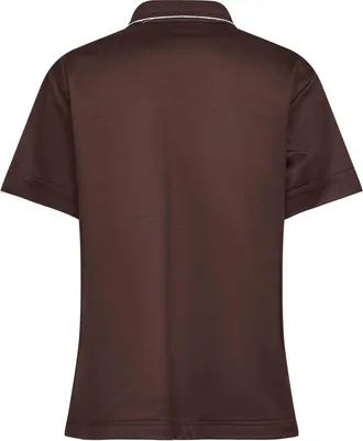 Prada Womens Ebony Lisle Cotton Polo Shirt Brown Natural (veg) - Tops