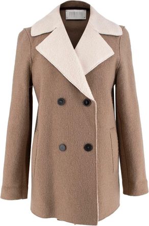 Harris Wharf London London Wool Brown & Cream Double Breasted Coat Size S