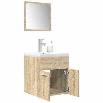 Berkfield Home 3 Piece Bathroom Furniture Set Sonoma Oak Engineered Wood in Brown