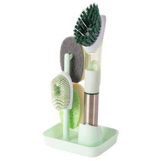 OEM Juego De Cepillo Para Platos Con Dispensador De Jab&oacute;n Y Soporte Para La Limpieza De La Cocina: Pr&aacute;ctico E Higi&eacute;nico - Crezuo