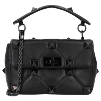 Valentino Pre-owned Mini Bags, female, Black, Size: ONE SIZE Pre-owned Roman Stud Shoulder Bag