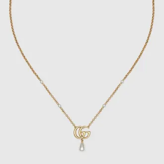 Gucci GG Marmont Pendant Necklace, Gold-toned metal, Gold-toned metal