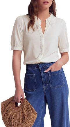Boden Nessa Broderie Top in Ivory at Nordstrom, Size 12