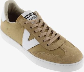 Victoria Womens Berlin Split Leather Nylon Sneakers In Taupe