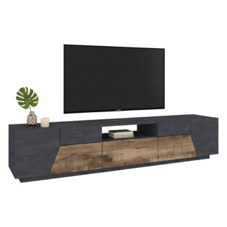 Dmora Dmora - Mueble De Televisi&oacute;n Dfilipp, Aparador Bajo Para Sal&oacute;n, Base Soporte Tv, 100% Made In Italy, Cm 220x43h46, Pizarra Y Arce