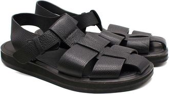 The Row Black Fisherman Caged Leather Sandals Size 39