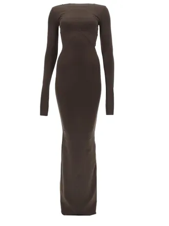 Rick Owens Black High Neckline Back Slit Gown