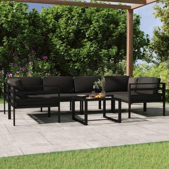 vidaXL Set Muebles De Jard&iacute;n 7 Pzas Y Cojines Aluminio Gris Antracita Vidaxl