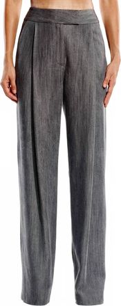 The Sei Boyfriend Relaxed Wide Leg Trouser In Grey Chambray Suiting