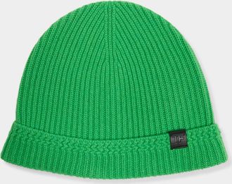 Tom Ford Men & apos;s Ribbed Cashmere TF-Tab Beanie Hat