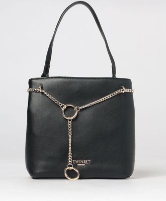 Twinset Mini Handbag in Faux Leather with Embroidery and Metal Mesh