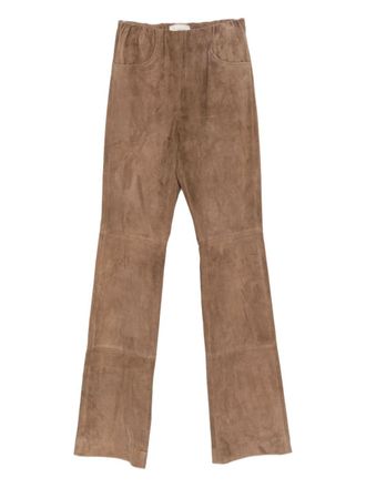 Via Masini 80 Leather Flared Leg Trousers-Donna
