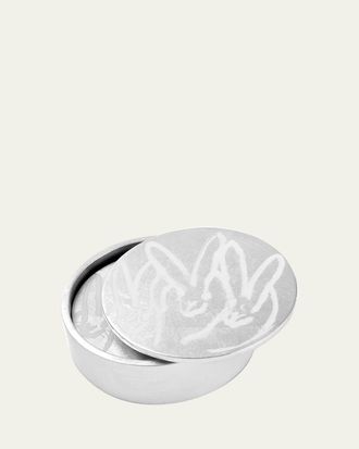 Hunt Slonem Silver Leaf Bunny Coaster Box - 4 Coasters