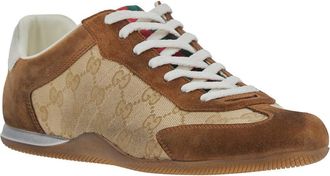 Gucci Mens Low Top Sneakers Brown Suede Calf Leather Trainers