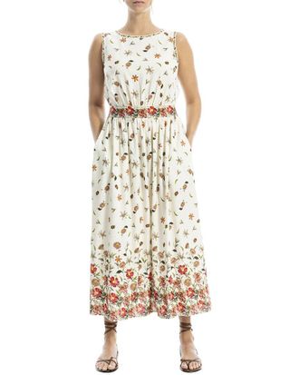 Max Studio Boat Neck Linen-Blend Maxi Dress