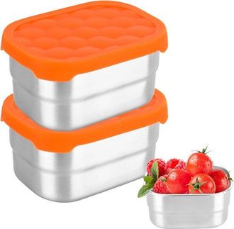 No Brand Adecuado Para 2 Recipientes Para Aperitivos, Caja De Acero Inoxidable De 230 Ml, Aderezo Para Ensaladas, Tapa De Silicona, Latas A Prueba De Fugas