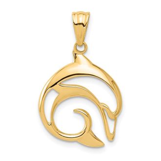 Diamond2Deal 14k Yellow Gold Polished Cut Out Dolphin Pendant