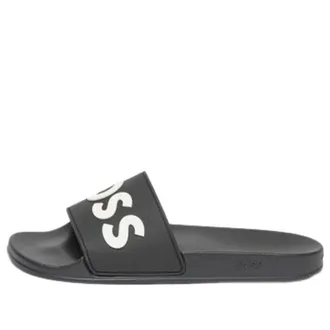 HUGO BOSS Raised Italian Made Slides Black White 50498241-001