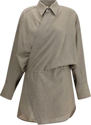 Petar Petrov Beige Fleece Wool Casual Womens Dress