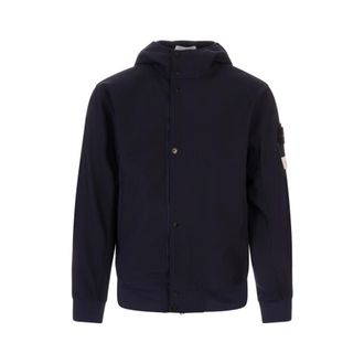 Stone Island Light Jackets, male, Blue, Size: L Light Soft Shell-R Hooded Jacket