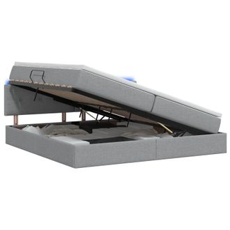 vidaXL Cama De Almacenamiento Led Con Colch&oacute;n Gris Claro 200 X 200 Cm Vidaxl