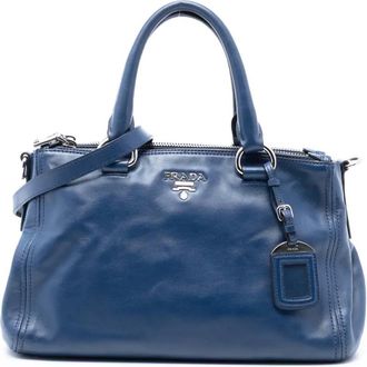 Prada Borsa a tracolla Soft Calf con doppia zip 2000-2025 - Blu