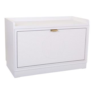 Wanderlust Deco Banqueta zapatero de madera blanca 80x38x53