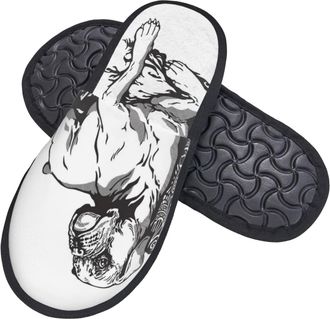 Generic Cotton Slippers Boxer Dog Canine Hand Drawn Fluffy Slippers Lightweight Shoes For Winter Christmas Big Kid L