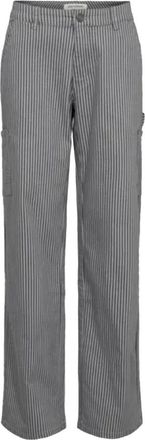 Sofie Schnoor Grijze Gestreepte Cargo Broek Snos 250 - Dames - Straight fit broeken - Grijs - XS - Katoen - Broeken