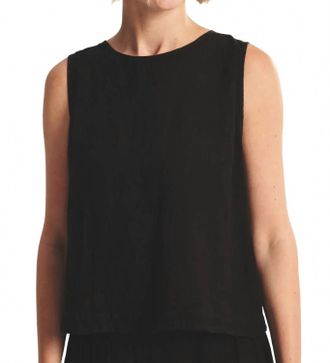 Velvet Maxine Linen Top In Black