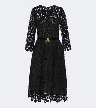 Oscar De La Renta Belted guipure lace midi dress