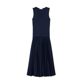 Lacoste Flowing Midi Dress with Fitted Bodice