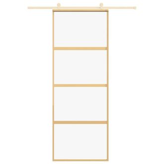 Berkfield Home Sliding Door Gold 76x205 cm Clear ESG Glass & Aluminium