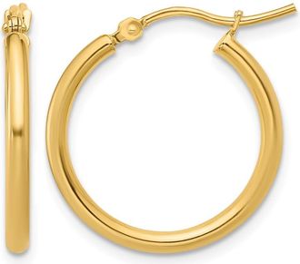 Diamond2Deal 14K Yellow Gold 2x20mm Round Shape Hoop Earrings