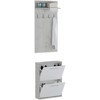 Dmora Mobile da Ingresso Sestola, Paia, Cassetti, Ripiani, 54x28x181h cm Grigio Cemento