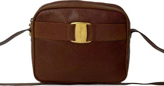 Ferragamo Pre-owned Ferragamo Lizard Embossed Leather Vara Crossbody Ladies D213096