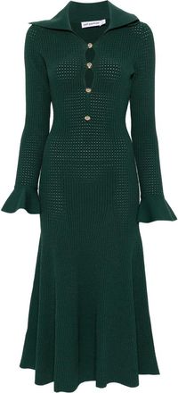 Self Portrait Green Keyhole Knit Midi Dress
