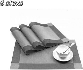 OEM 6 Piezas, Manteles Individuales, Posavasos, Manteles Individuales Impermeables Y Resistentes Al Calor, Lavables, 30 X 45 Cm, Plata Brillante